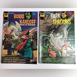 Vintage 1974 Dark Shadows #28 & Boris Karloff # 57 Whitman Comic Books